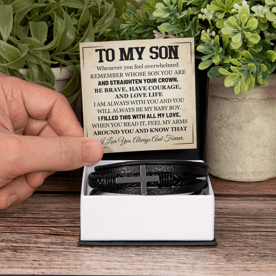 Mother to Son Leather Bracelet, Men Birthday Bracelet for Son from Mom and Dad