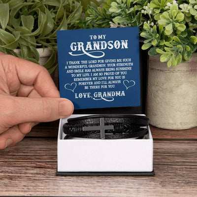 Load image into Gallery viewer, To My Grandson Bracelet from Grandma, I Thank the Lord for Giving Me Such a Wonderful Grandson
