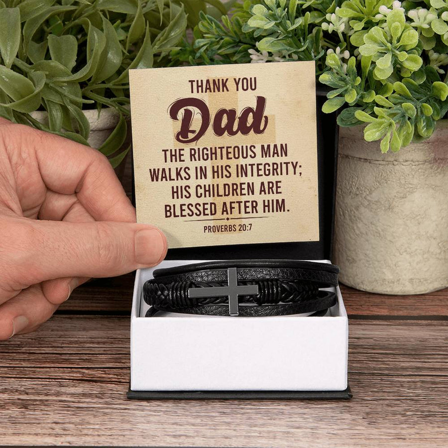 To My Dad Men's Cross Bracelet - Bible Verse Catholic