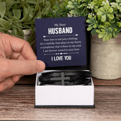 Load image into Gallery viewer, To My Husband Men&amp;#39;s Cross Bracelet - Your Love in Not Just
