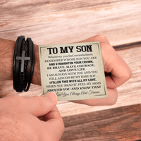 Load image into Gallery viewer, Mother to Son Leather Bracelet, Men Birthday Bracelet for Son from Mom and Dad
