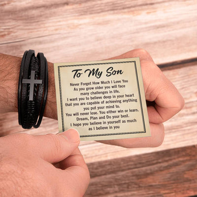 Load image into Gallery viewer, To My Son Bracelet from Mom and Dad, Mother to Son Leather Bracelet, Unique Birthday Day Gifts
