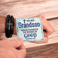 Load image into Gallery viewer, To My Grandson Bracelet from Grandparents, Hold Tightly to What Is Good
