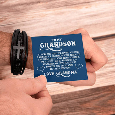 Load image into Gallery viewer, To My Grandson Bracelet from Grandma, I Thank the Lord for Giving Me Such a Wonderful Grandson
