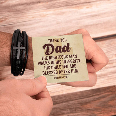Load image into Gallery viewer, To My Dad Men&amp;#39;s Cross Bracelet - Bible Verse Catholic
