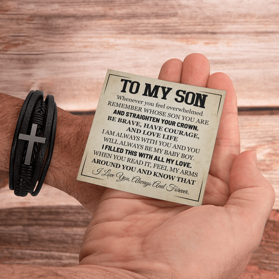 Mother to Son Leather Bracelet, Men Birthday Bracelet for Son from Mom and Dad