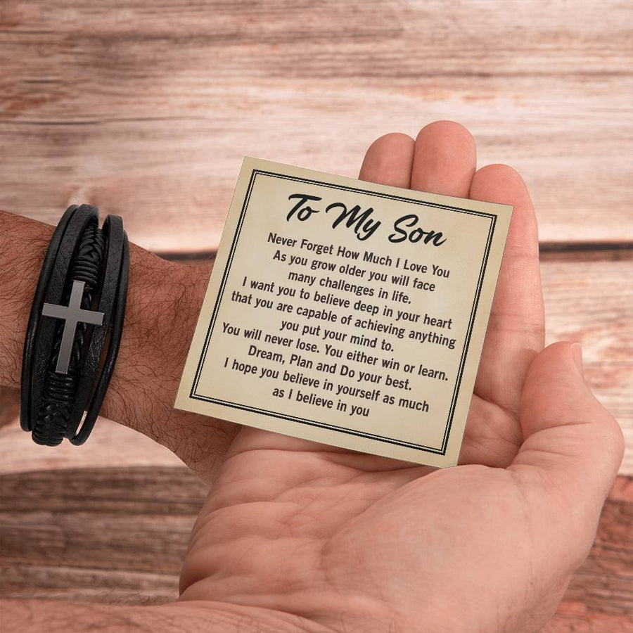 To My Son Bracelet from Mom and Dad, Mother to Son Leather Bracelet, Unique Birthday Day Gifts