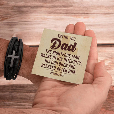 Load image into Gallery viewer, To My Dad Men&amp;#39;s Cross Bracelet - Bible Verse Catholic

