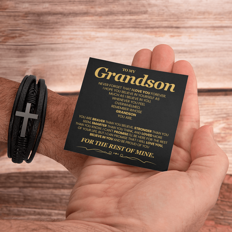 To My Grandson Bracelet, Meaningful Gift for Birthday, Graduation, Christmas from Grandparents