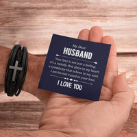 Load image into Gallery viewer, To My Husband Men&#39;s Cross Bracelet - Your Love in Not Just
