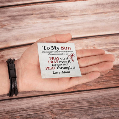 Load image into Gallery viewer, To My Son Bracelet from Mom, Pray on It, Pray Over It, But Most of All Pray Through It
