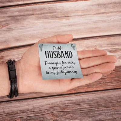 Load image into Gallery viewer, To My Husband Men&amp;#39;s Cross Bracelet - Thank You for Being a Special Person in My Faith

