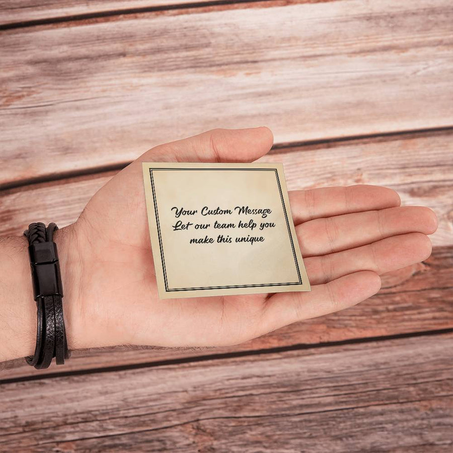 Personalized Gifts for Man, Cross Leather Bracelet W/ Custom Message Card