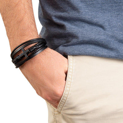 Load image into Gallery viewer, Men&amp;#39;s Cross Bracelet - Your Life Was a Men&amp;#39;s Cross Bracelet
