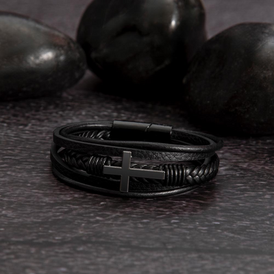 Load image into Gallery viewer, Mother to Son Leather Bracelet, Men Birthday Bracelet for Son from Mom and Dad
