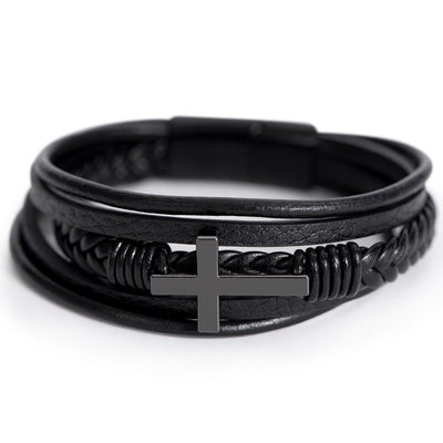 Load image into Gallery viewer, To My Husband Men&amp;#39;s Cross Bracelet - Your Love Is the Calm to My Chaos
