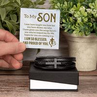 Load image into Gallery viewer, Son Bracelet from Mom and Dad, I Am So Blessed and Proud of You
