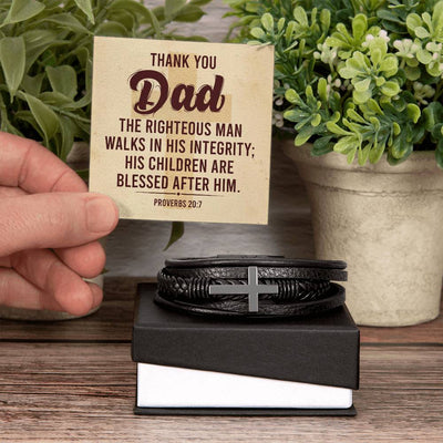 Load image into Gallery viewer, To My Dad Men&amp;#39;s Cross Bracelet - Bible Verse Catholic

