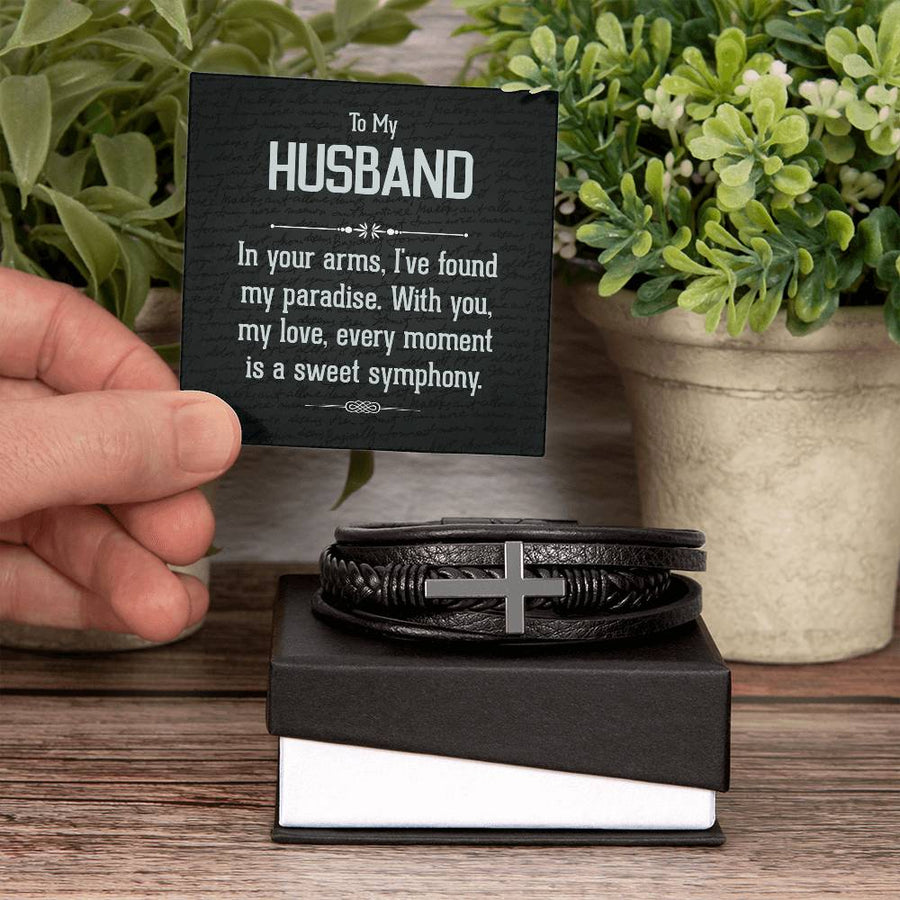 To My Man Leather Bracelet, Unique Birthday Gifts for Husband, In Your Arms, I've Found My Paradise