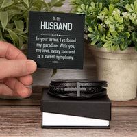 Load image into Gallery viewer, To My Man Leather Bracelet, Unique Birthday Gifts for Husband, In Your Arms, I&#39;ve Found My Paradise
