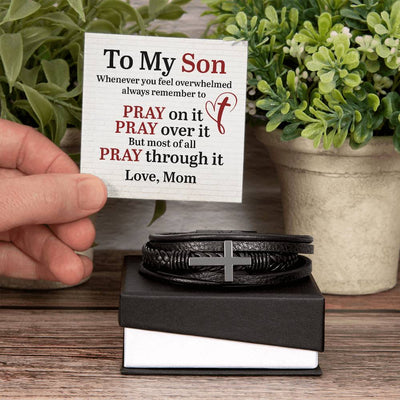Load image into Gallery viewer, To My Son Bracelet from Mom, Pray on It, Pray Over It, But Most of All Pray Through It
