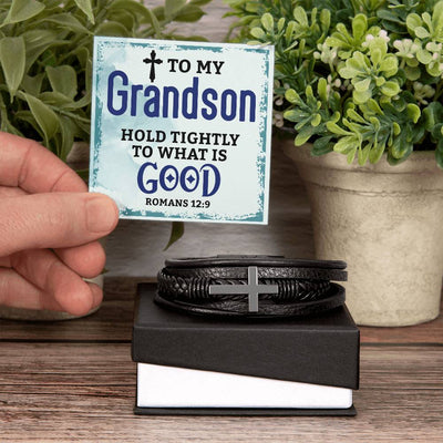 Load image into Gallery viewer, To My Grandson Bracelet from Grandparents, Hold Tightly to What Is Good
