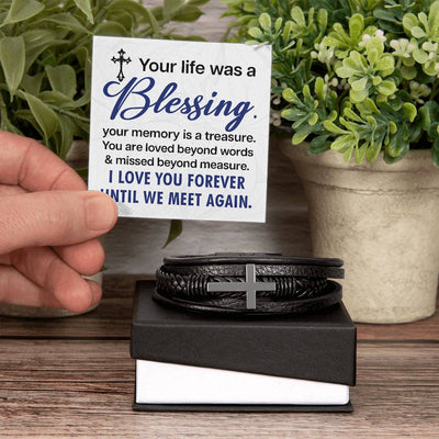 Load image into Gallery viewer, Men&amp;#39;s Cross Bracelet - Your Life Was a Men&amp;#39;s Cross Bracelet
