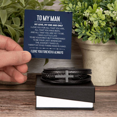 Load image into Gallery viewer, To My Man Men&amp;#39;s Cross Bracelet - My Love, My One and Only Men&amp;#39;s Cross Bracelet
