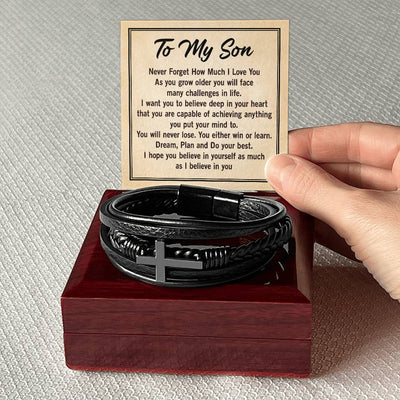 Load image into Gallery viewer, To My Son Bracelet from Mom and Dad, Mother to Son Leather Bracelet, Unique Birthday Day Gifts
