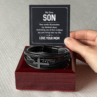 Load image into Gallery viewer, To My Son Cross Bracelet from Mom, Your Smile Illuminates My Darkest Days
