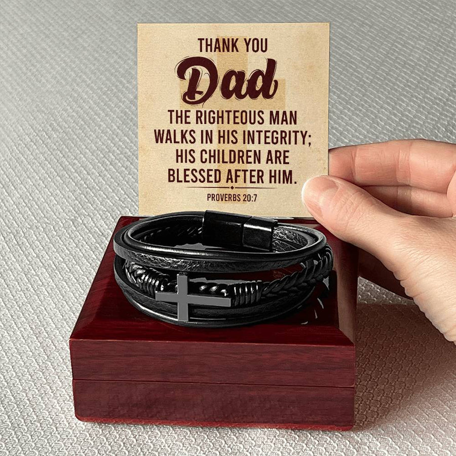 To My Dad Men's Cross Bracelet - Bible Verse Catholic