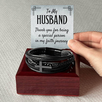 Load image into Gallery viewer, To My Husband Men&amp;#39;s Cross Bracelet - Thank You for Being a Special Person in My Faith
