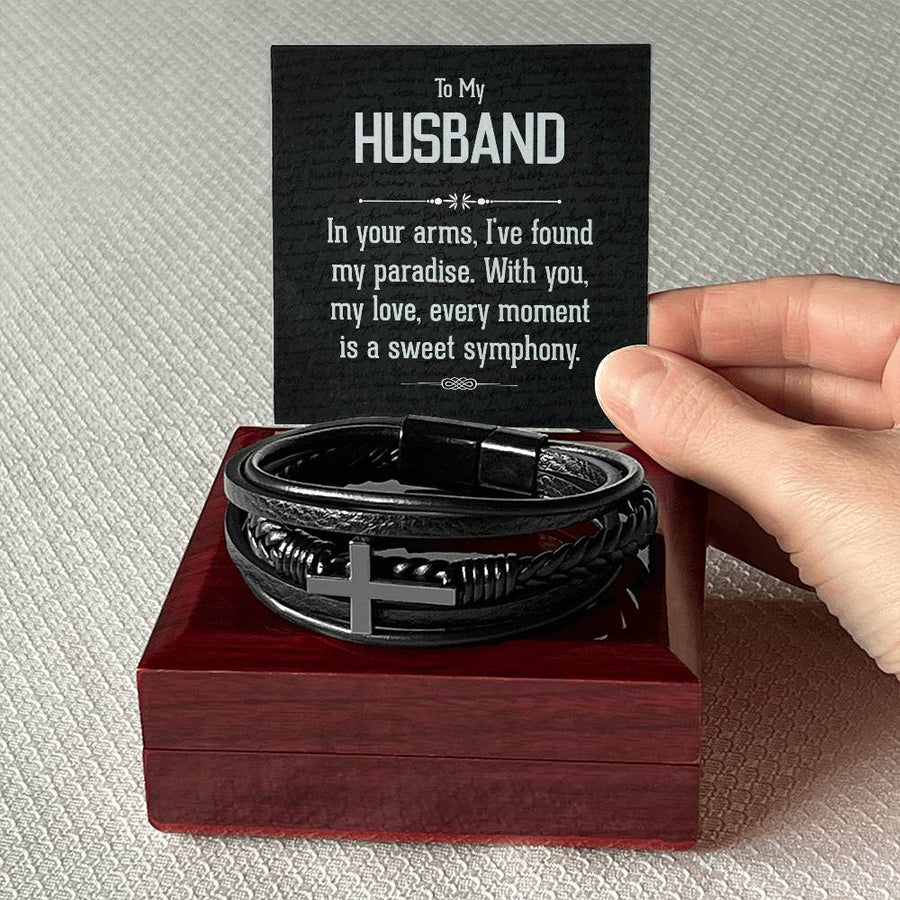 To My Man Leather Bracelet, Unique Birthday Gifts for Husband, In Your Arms, I've Found My Paradise