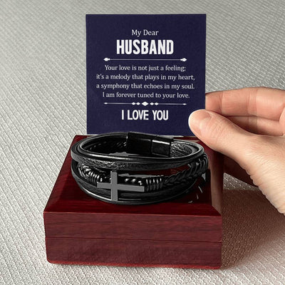 Load image into Gallery viewer, To My Husband Men&amp;#39;s Cross Bracelet - Your Love in Not Just
