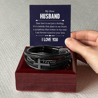 Load image into Gallery viewer, To My Husband Men&#39;s Cross Bracelet - Your Love in Not Just

