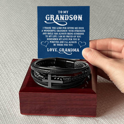 Load image into Gallery viewer, To My Grandson Bracelet from Grandma, I Thank the Lord for Giving Me Such a Wonderful Grandson
