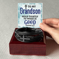 Load image into Gallery viewer, To My Grandson Bracelet from Grandparents, Hold Tightly to What Is Good
