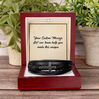 Load image into Gallery viewer, Personalized Gifts for Man, Cross Leather Bracelet W/ Custom Message Card
