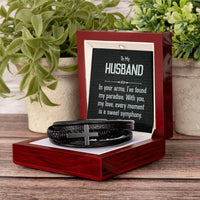 Load image into Gallery viewer, To My Man Leather Bracelet, Unique Birthday Gifts for Husband, In Your Arms, I&#39;ve Found My Paradise
