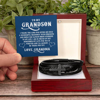Load image into Gallery viewer, To My Grandson Bracelet from Grandma, I Thank the Lord for Giving Me Such a Wonderful Grandson
