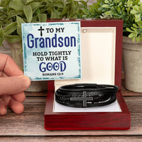 Load image into Gallery viewer, To My Grandson Bracelet from Grandparents, Hold Tightly to What Is Good
