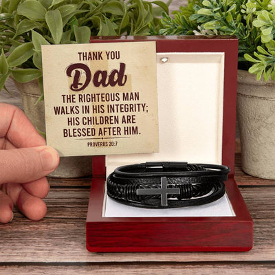 Load image into Gallery viewer, To My Dad Men&amp;#39;s Cross Bracelet - Bible Verse Catholic
