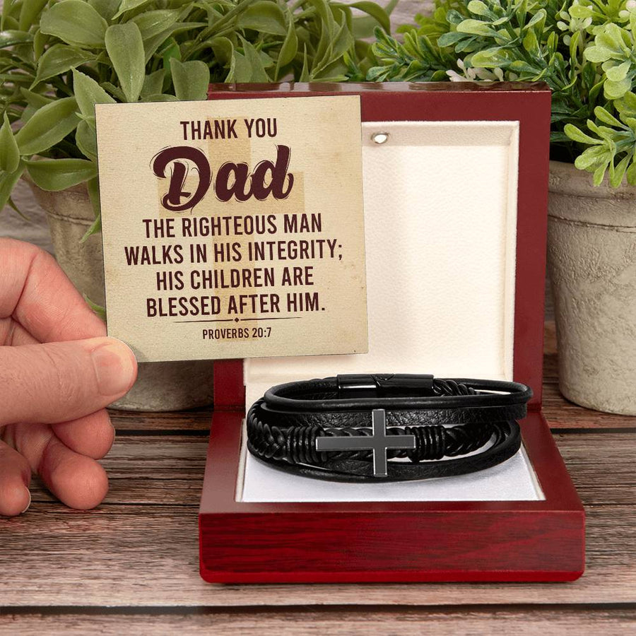 To My Dad Men's Cross Bracelet - Bible Verse Catholic
