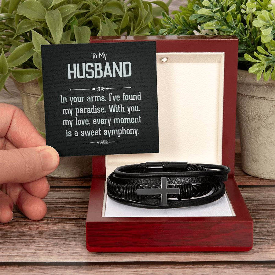 To My Man Leather Bracelet, Unique Birthday Gifts for Husband, In Your Arms, I've Found My Paradise