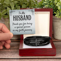 Load image into Gallery viewer, To My Husband Men&#39;s Cross Bracelet - Thank You for Being a Special Person in My Faith
