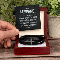 Load image into Gallery viewer, To My Man Leather Bracelet, Unique Birthday Gifts for Husband, In Your Arms, I&#39;ve Found My Paradise
