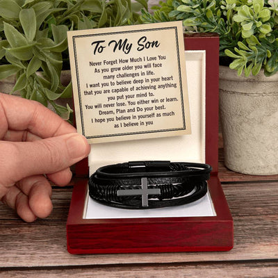 Load image into Gallery viewer, To My Son Bracelet from Mom and Dad, Mother to Son Leather Bracelet, Unique Birthday Day Gifts

