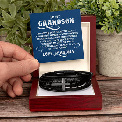 Load image into Gallery viewer, To My Grandson Bracelet from Grandma, I Thank the Lord for Giving Me Such a Wonderful Grandson
