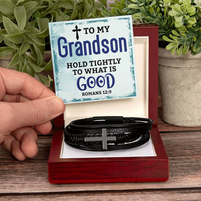 Load image into Gallery viewer, To My Grandson Bracelet from Grandparents, Hold Tightly to What Is Good
