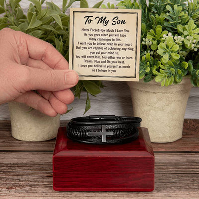 Load image into Gallery viewer, To My Son Bracelet from Mom and Dad, Mother to Son Leather Bracelet, Unique Birthday Day Gifts
